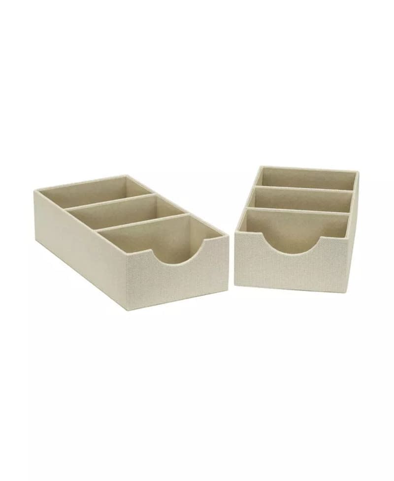 Household Essentials 3-Compartment Drawer Organizers, Set of 2
