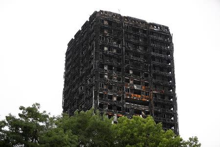 A general view shows the Grenfell Tower, which was destroyed in a fatal fire, in London, Britain July 15, 2017. REUTERS/Tolga Akmen/Files