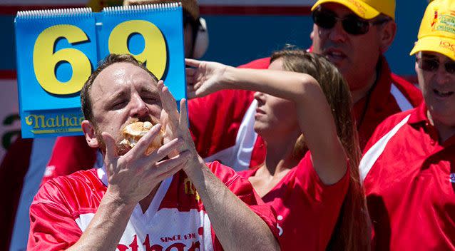 Nathan's Hot Dog eating contest winner Joey Chestnut. Source: Nascarcasm/Instagram