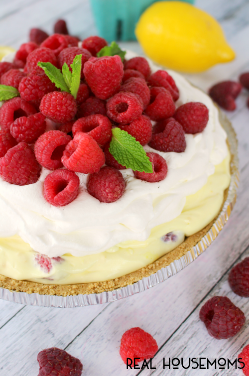 Lemon Raspberry No-Bake Pie