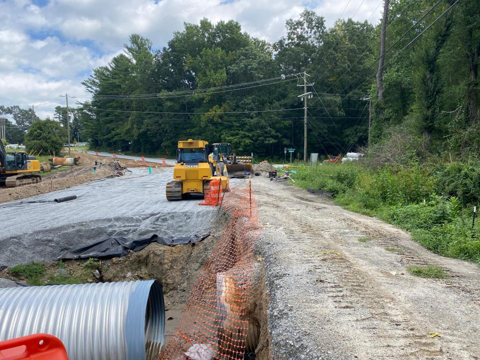 Contruction continues on the North Highland Lake Road project in Flat Rock, as seen near the entrance of Hendersonville Dermatology.