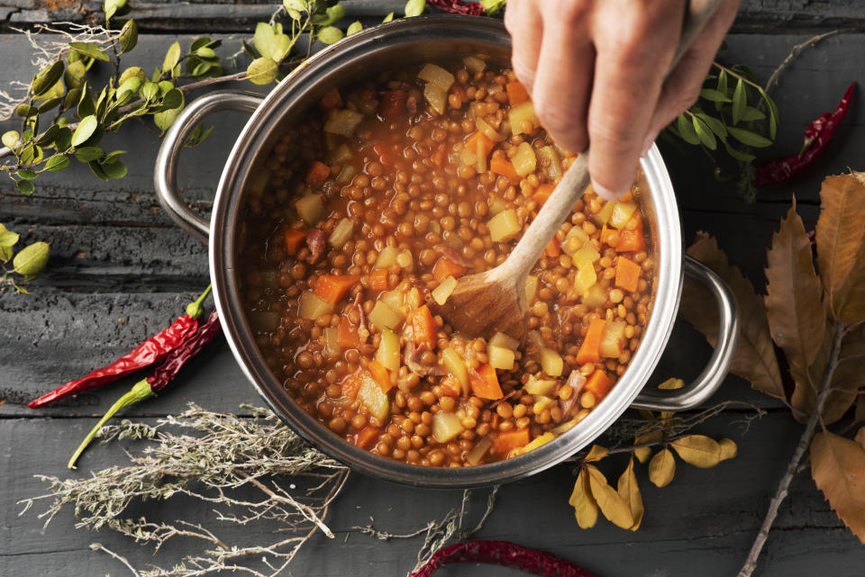 Saucepan of lentils and vegetables (Getty Images)