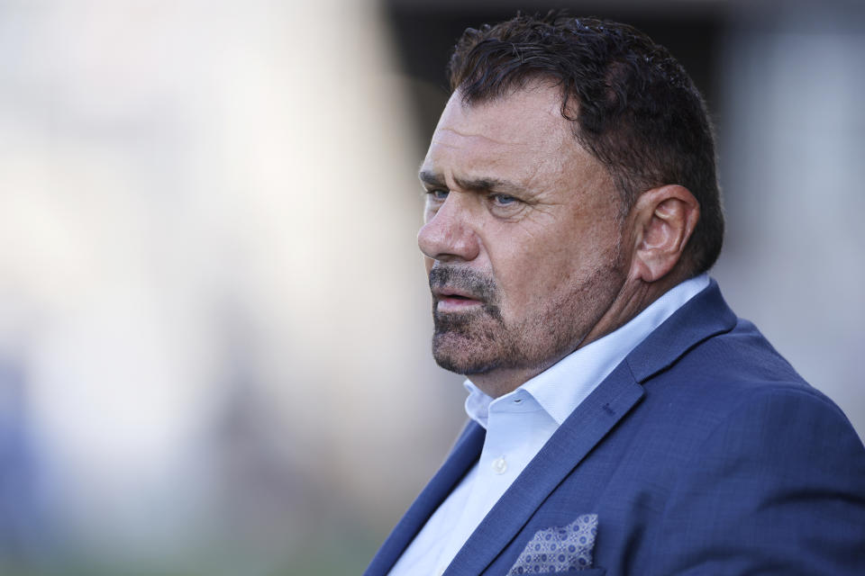 LOUISVILLE, KY - JULY 25: Head coach Richie Burke of the Washington Spirit looks on against Racing Louisville FC before a game between Washington Spirit and Racing Louisville FC at Lynn Family Stadium on July 25, 2021 in Louisville, Kentucky. (Photo by Joe Robbins/ISI Photos/Getty Images)