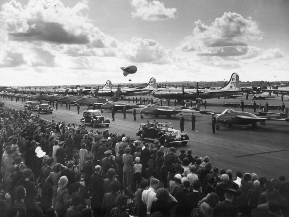 Queen Elizabeth II at the Coronation Review of the Royal Air Force in July 1953.