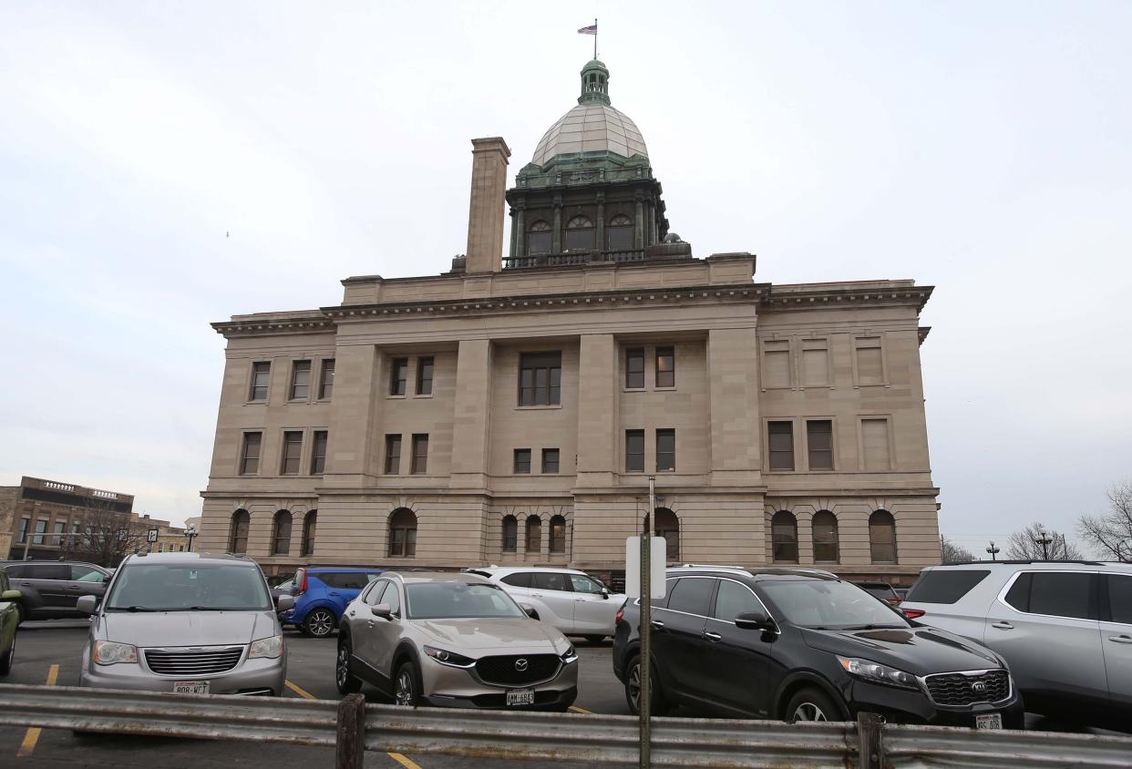 The Manitowoc County Courthouse’s west side as seen, Wednesday, February 7, 2024, in Manitowoc, Wis.