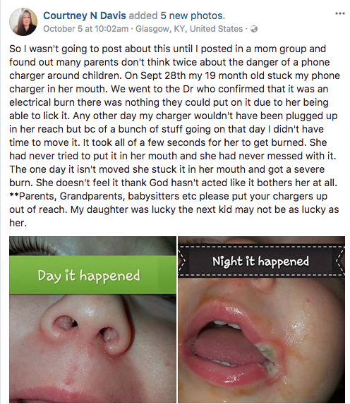 Mum Courtney shared a warning on Facebook. Photo: Facebook