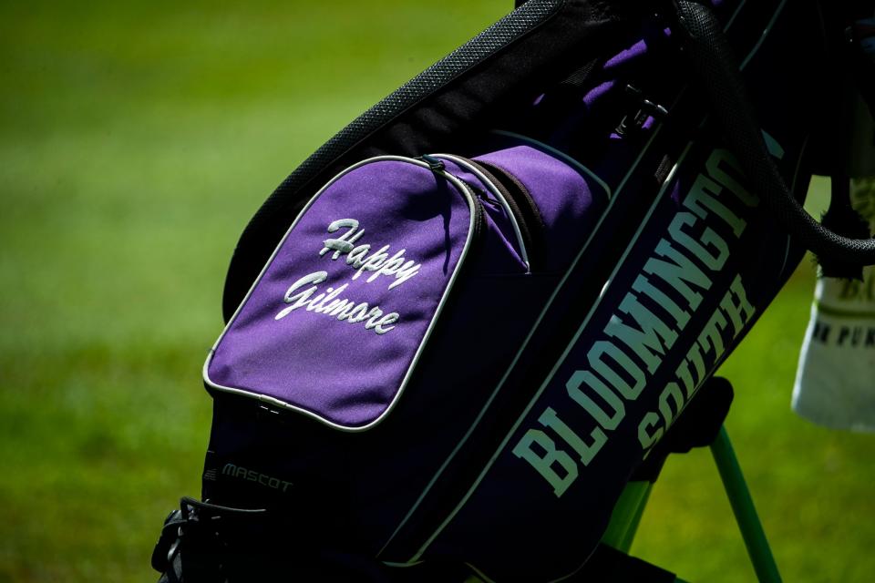 Landon Gilmore of Bloomington South High School goes by the nickname "Happy Gilmore" around his friends and family. He played Tuesday, June 15, 2021, in the first day of the IHSAA golf state finals in Carmel.