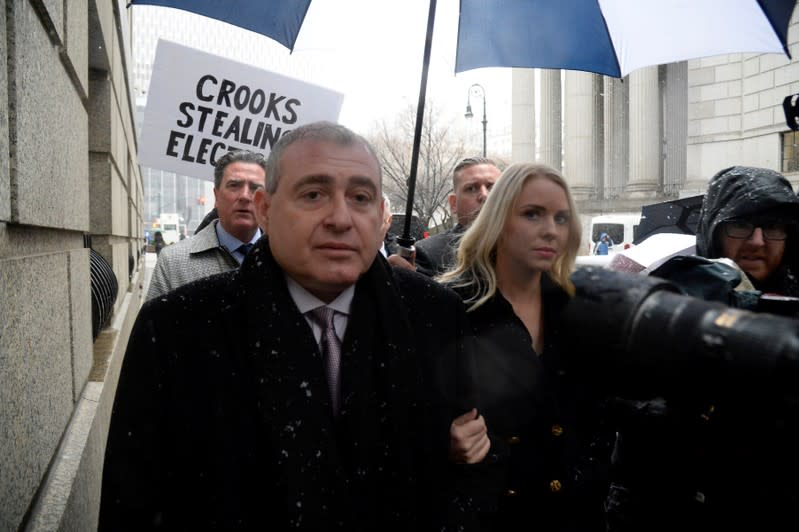 Ukrainian-American businessman Lev Parnas arrives for a status hearing at the Manhattan Federal Court in New York