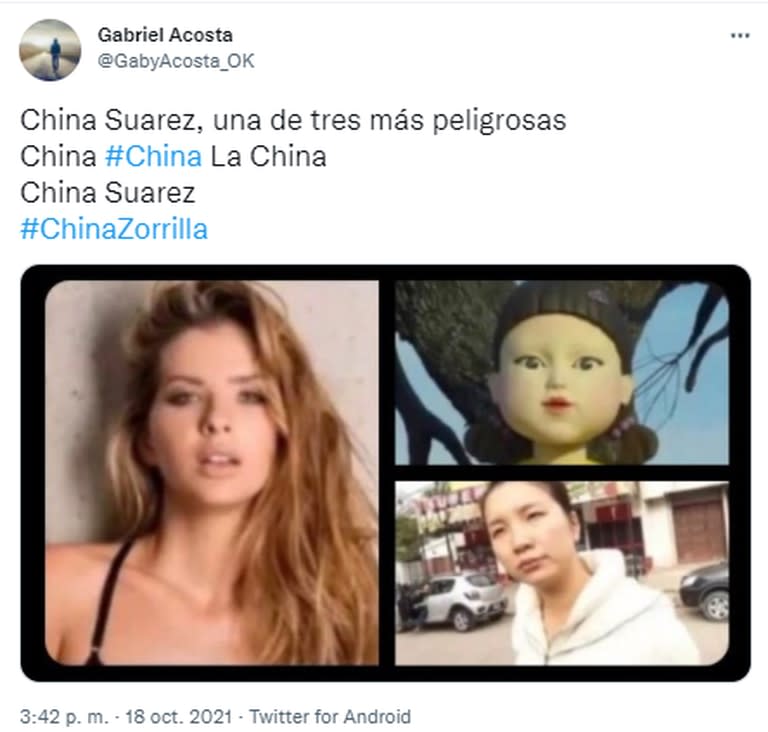 La China Suárez fue comparada en Twitter con la actriz China Zorrilla, en alusión al reciente tuit de Wanda Nara