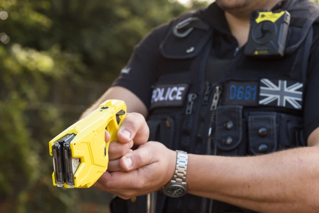 The Home Secretary last week unveiled plans to give volunteer police officers powers to use Tasers (Simon Stanmore/Axon/PA) (PA Media)