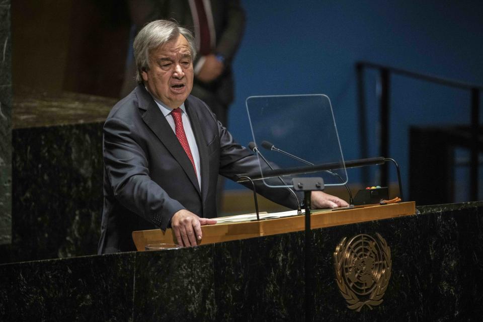 António Guterres, secretario general de Naciones Unidas, habla durante la Asamblea General de la ONU en su sede mundial en Nueva York, el 19 de septiembre de 2023. (Dave Sanders/The New York Times)
