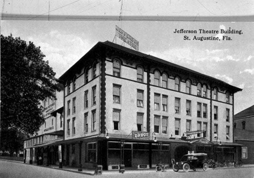 Jefferson Theatre at the corner of Cordova Street and Cathedral Place in St. Augustine.