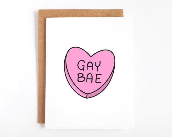 Gay Bae Candy Heart Card