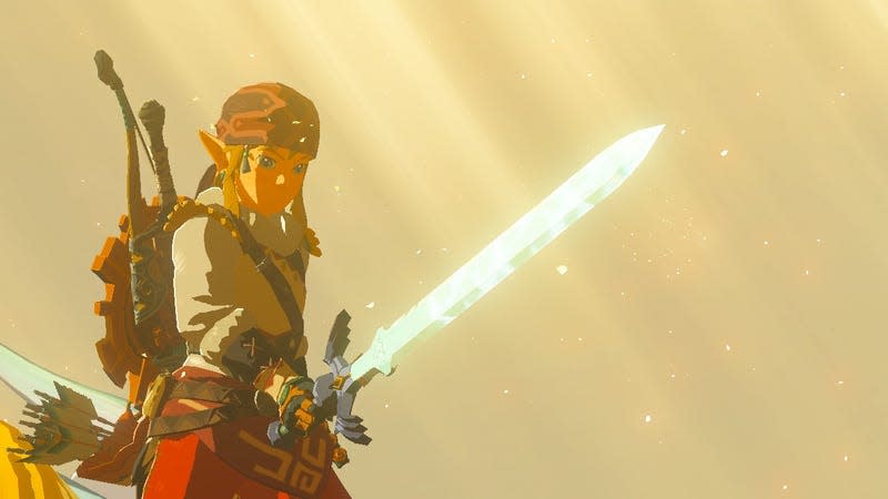 Link is seen holding the Master Sword.