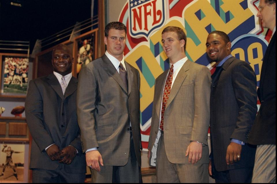 Opinions raged about Ryan Leaf and Peyton Manning at the 1998 NFL draft, but none put money in it like Hunter S. Thompson claimed to. (Getty Images)