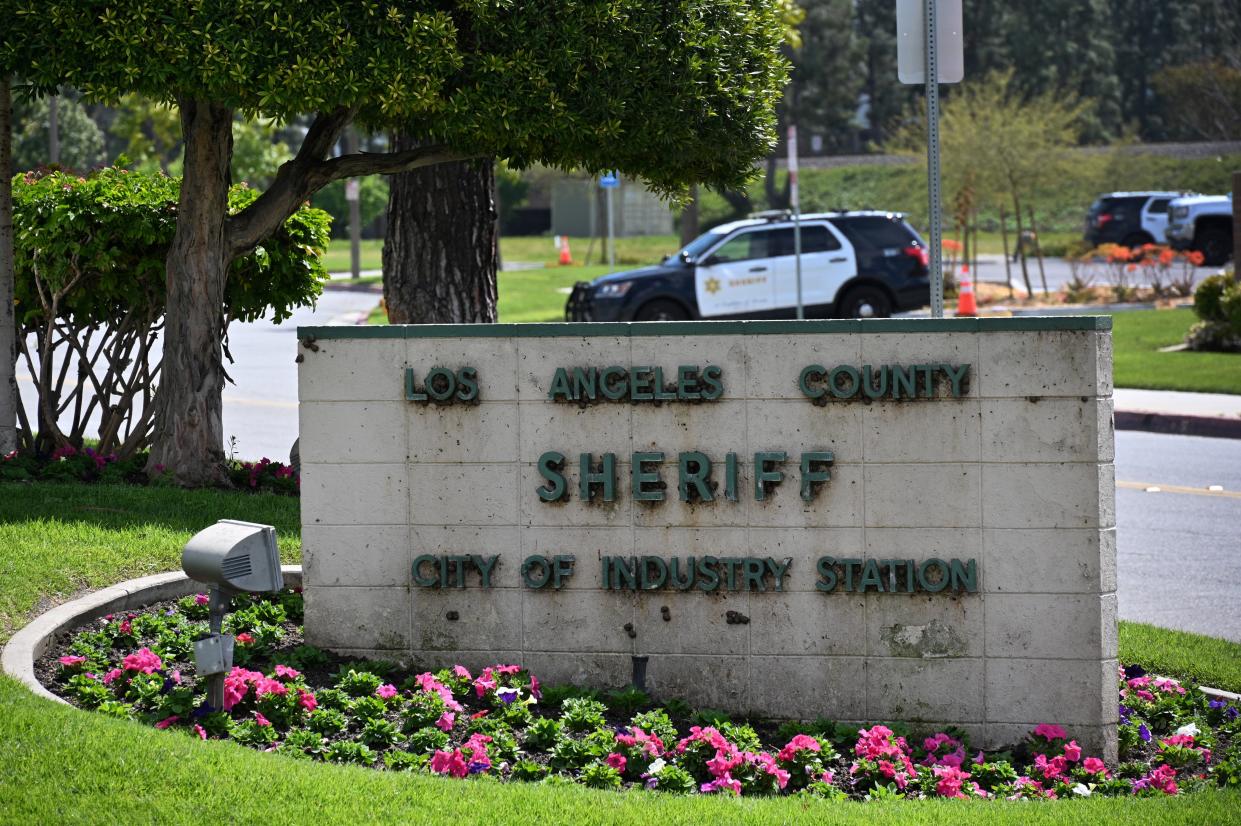 The entrance of the Los Angeles County Sheriff's Station is photographed March 25 in City of Industry, California.