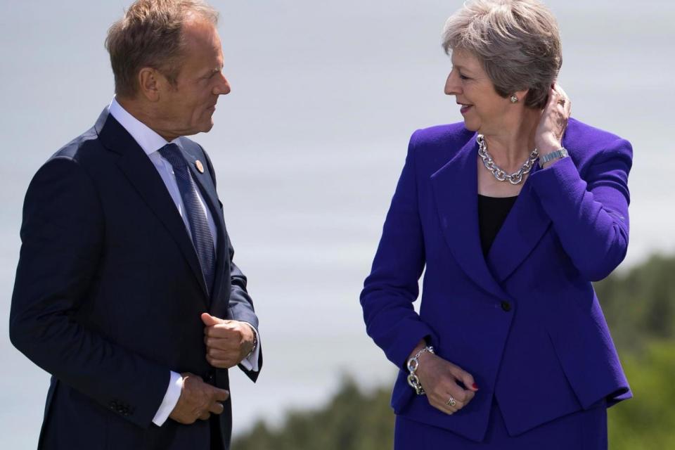 Close to a divorce deal on Brexit: Theresa May with Donald Tusk (AFP/Getty Images)