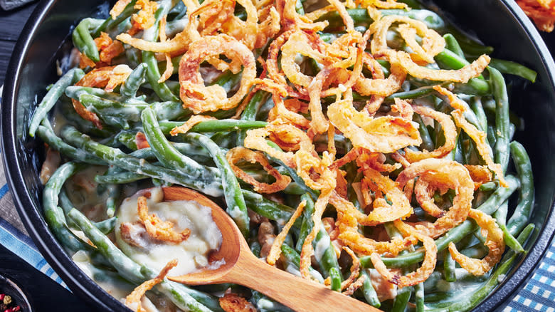 green bean casserole with onions