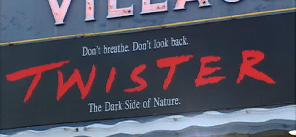 The marquee at Twister's LA premiere.