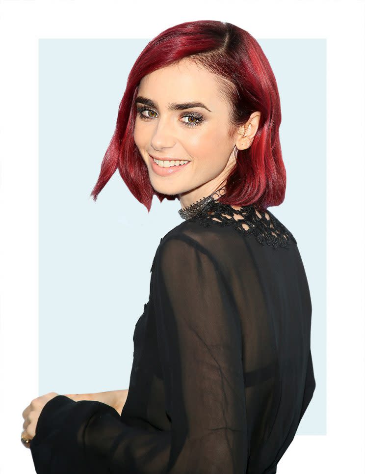 Lily Collins loves to change up her hair looks. (Photo by JB Lacroix/WireImage)