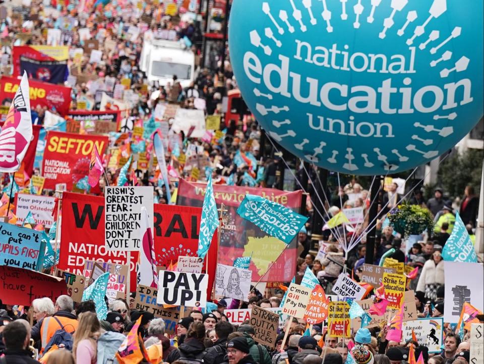 Striking members of the National Education Union (NEU) (PA)