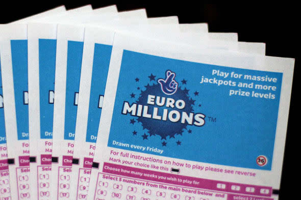 Lottery tickets for the EuroMillions jac