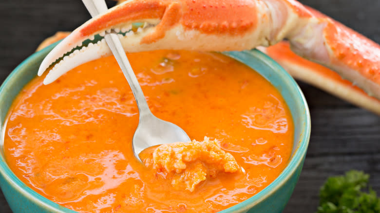 crab bisque with crab claw