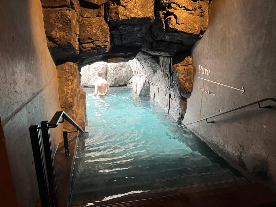 The entrance to the water at Sky Lagoon