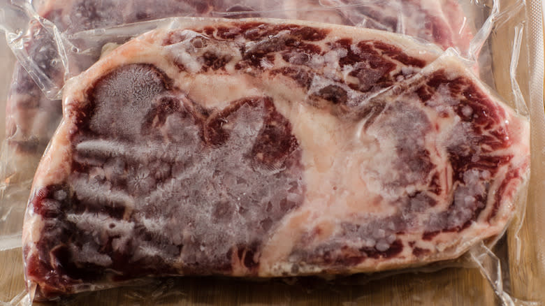 vacuum-sealed frozen steak