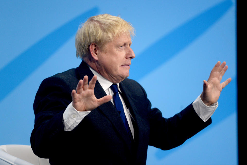 Conservative Party leadership candidate Boris Johnson during a Tory leadership hustings in London.