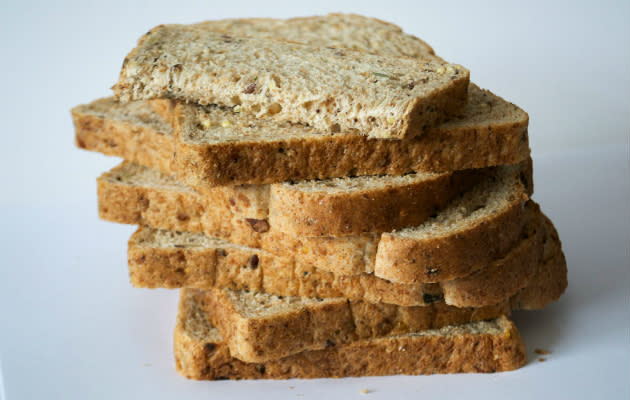 <b>Fibre: 24g = 6.3 slices of wholemeal, thick-sliced, seeded bread</b> It’s recommended that adults eat 24g fibre per day for healthy digestion. This is equivalent to 6.3 slices of thick-sliced, seeded wholemeal bread. But you don’t have to rely on bread for your fibre intake - other sources include fruit and vegetables (especially if eaten with the peel where edible), cereals (especially wholegrains or bran), nuts and seeds.