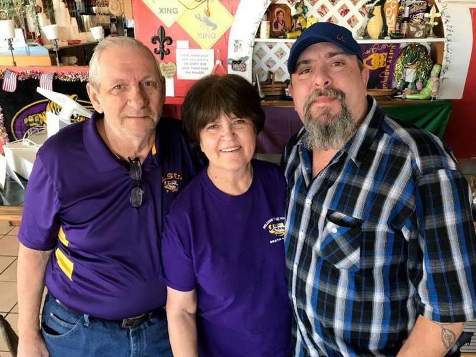 Patty Granger, center, lost her son, Tim, right, and husband, Chris, left, three years ago. She kept the family restaurant Da Cajun Shak open, but now, she’s ready to retire.
