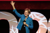 Democratic presidential candidate Sen. Elizabeth Warren, D-Mass., speaks at a "Care In Action" campaign rally, Tuesday, Feb. 18, 2020, in Las Vegas. (AP Photo/Matt York)