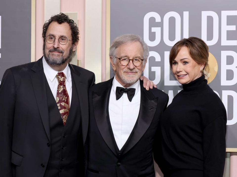 Steven Spielberg attended the Golden Globes with Tony Kushner and Kristie Macosko Krieger (Getty Images)