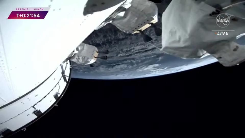 Image taken from the Artemis spacecraft with Earth in the background