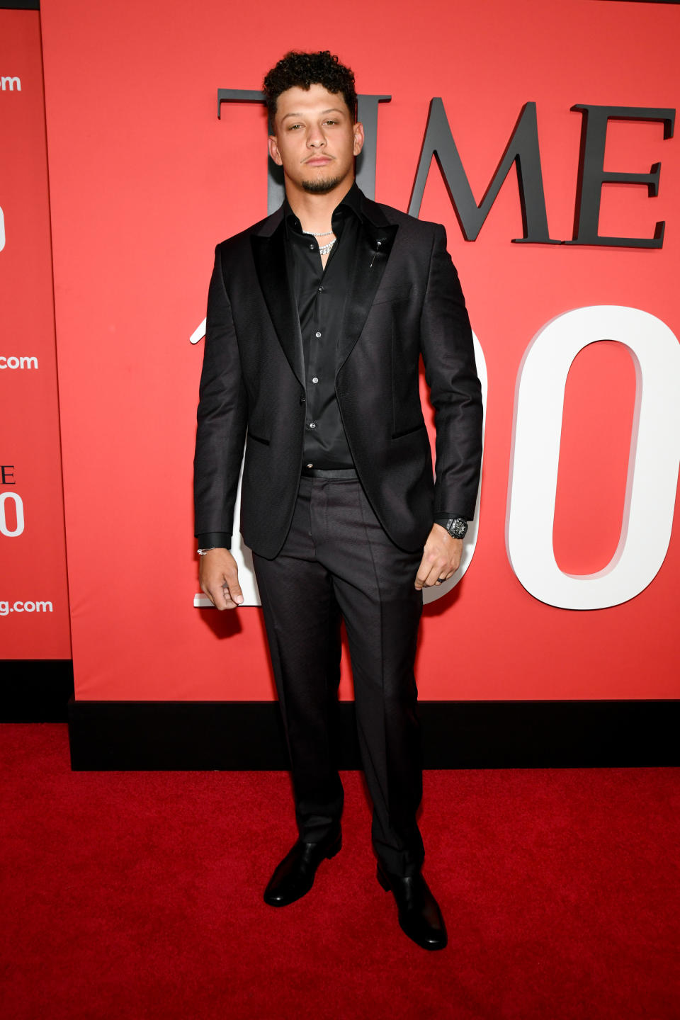 Patrick Mahomes, TIME 100 Gala, black leather boots, shoes