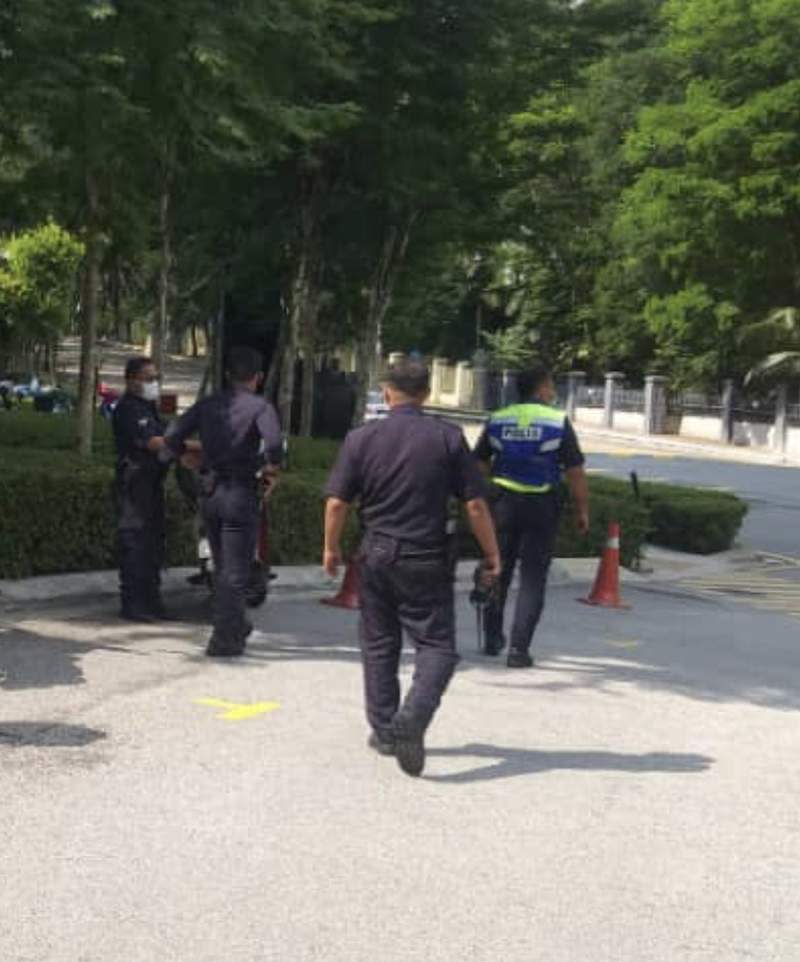 Sri Hartamas policemen doing their rounds at Jalan Kiara. ― Picture courtesy of Carol Lee