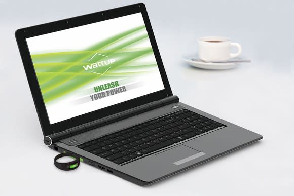 A laptop with a WattUp near-field transmitter.