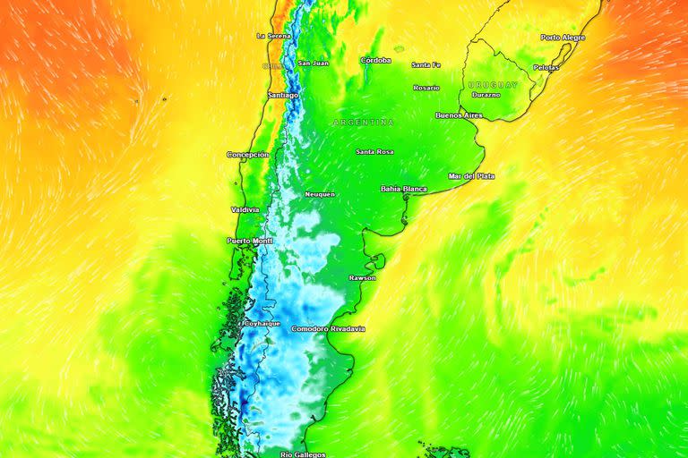 El mapa térmico de la Argentina, en un día con medio país con alerta meteorológica por frío extremo