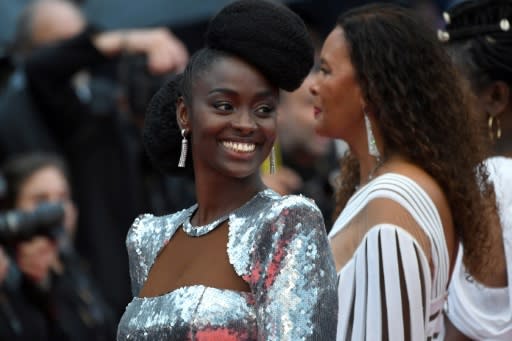 French actress Aissa Maiga at the glamorous red carpet protest in Cannes