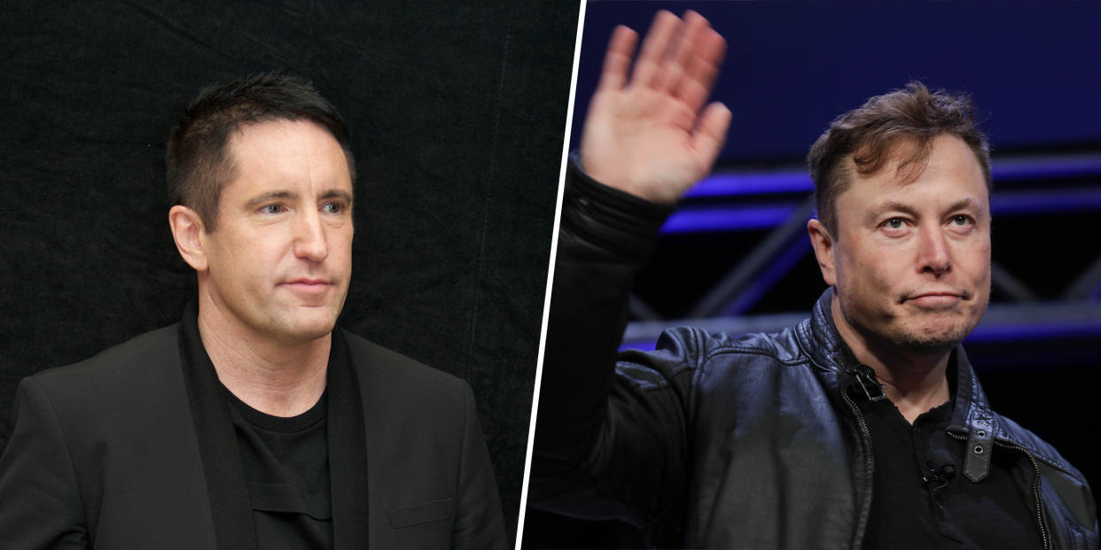 Trent Reznor, left, cited his mental health as a reason for leaving Twitter. ( Vera Anderson / Yasin Ozturk / Getty Images)