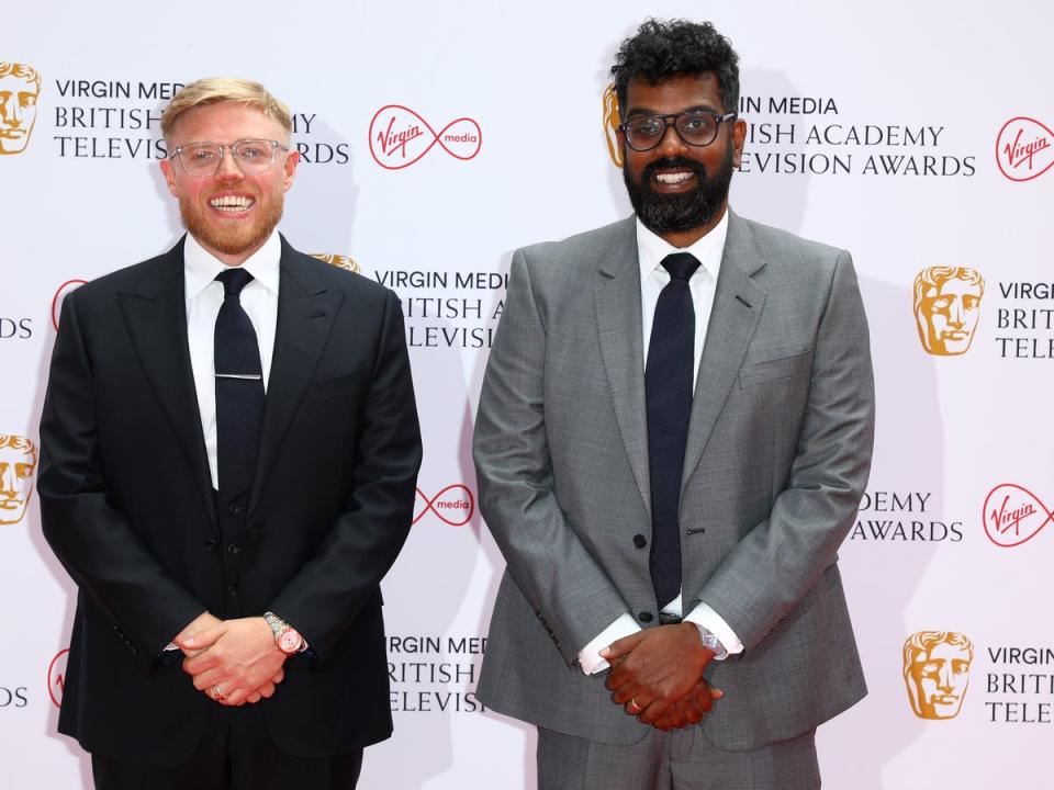 Rob Beckett and Romesh Ranganathan are hosting this year’s Bafta TV Awards (Getty Images)