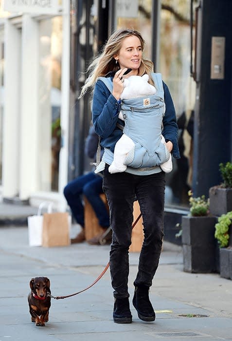 cressida-bonas-walking-baby-son-dog