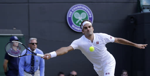 Roger Federer was up 2-0 heading into the third set against Kevin Anderson, but Anderson won three straight in the Wimbledon quarterfinals. (AP Photo/Ben Curtis)