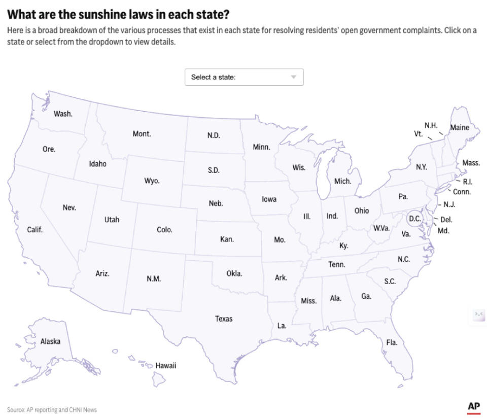 Check your state's sunshine laws with this interactive map. (AP Digital Embed)