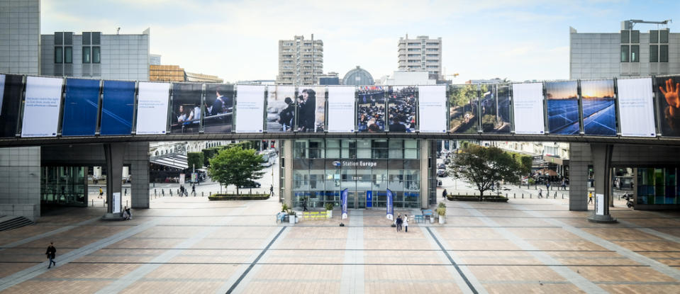 New European parliament election campaign posters in Brussels (European Parliament)