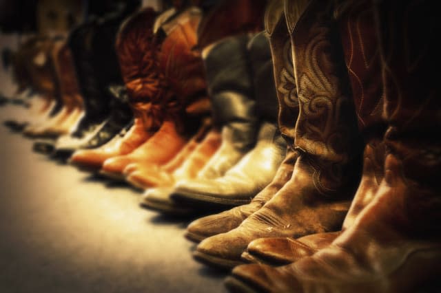 USA, Nevada, Las Vegas, Row of cowboy boots