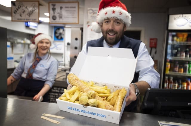 Scott Davie with a deep-fried Christmas dinner