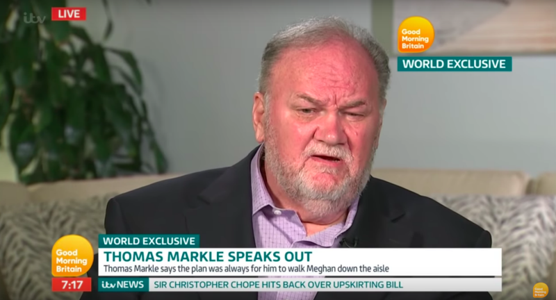 Thomas Markle is reportedly fearing for his life after becoming known worldwide. Photo: Good Morning Britain/IT