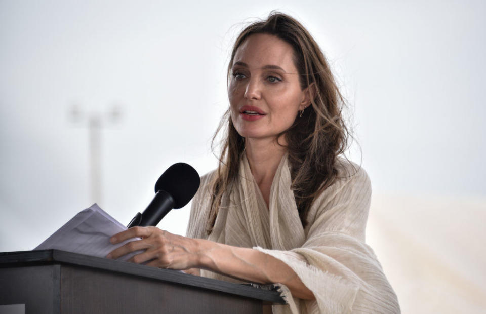 Angelina Jolie giving a speech